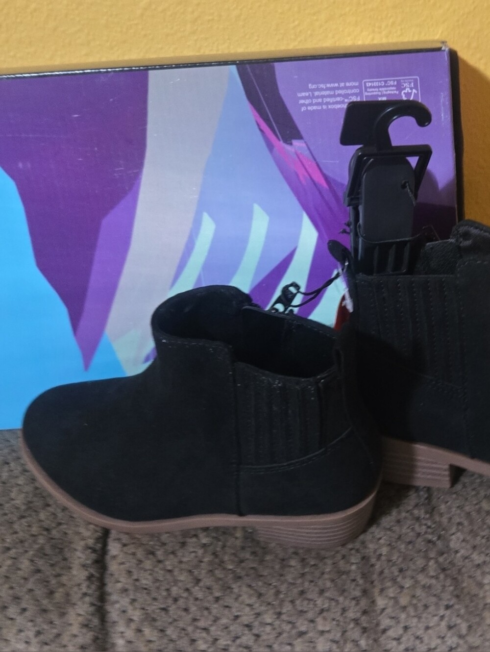 Wonder Nation Kids Sz 12 Black Suede Chelsea Ankle Boots